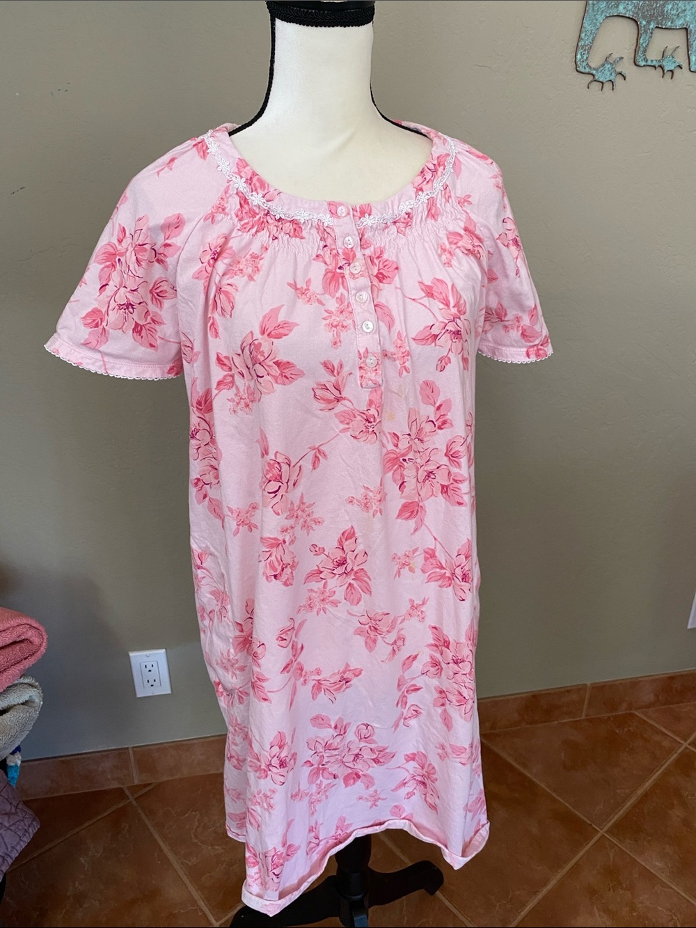 Aria Pink Floral Short Sleeve Nightgown